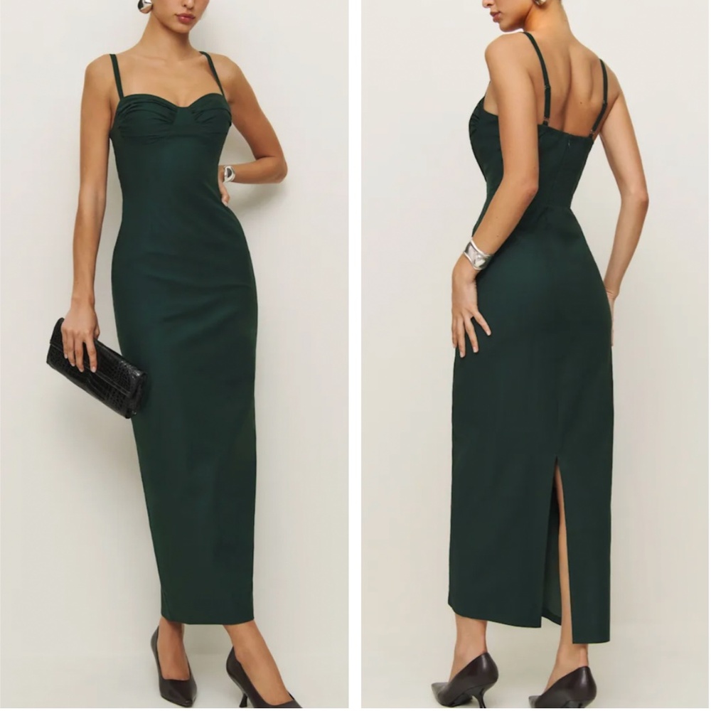 Reformation Dark Green Midi Dress